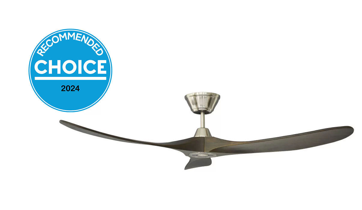 Milano Slider Junior Brushed Steel Finish With Walnut (Solid Timber) Blade Fan - No Light