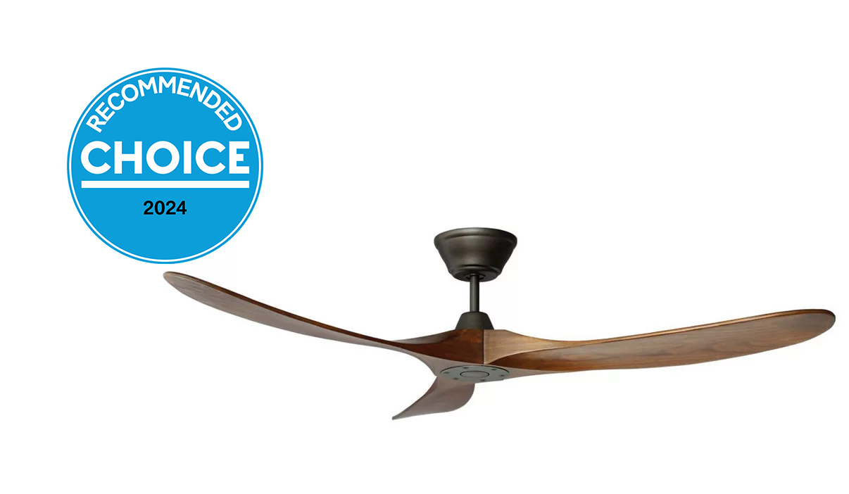 Milano Slider Junior Aged Pewter DC Motor Fan With Light Walnut Blade (Solid Timber) – No Light