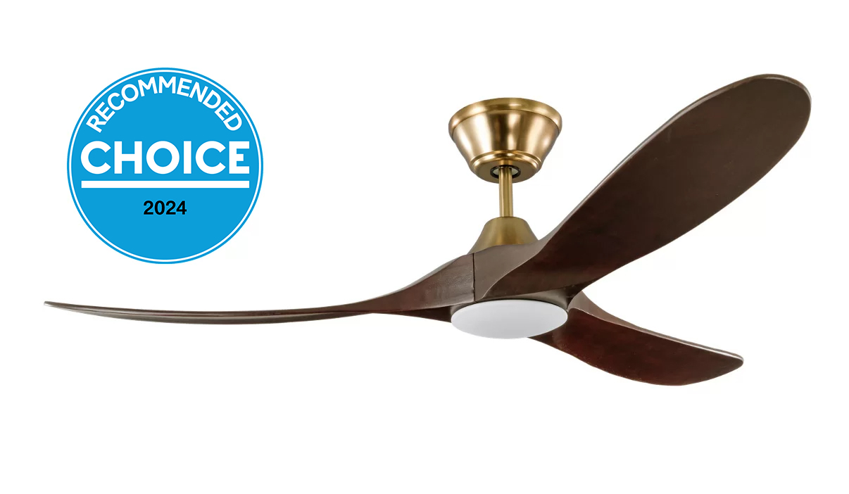 Milano SLIDER NOVA Full Moon Burnished Brass With Walnut Blade Fan – LED Light