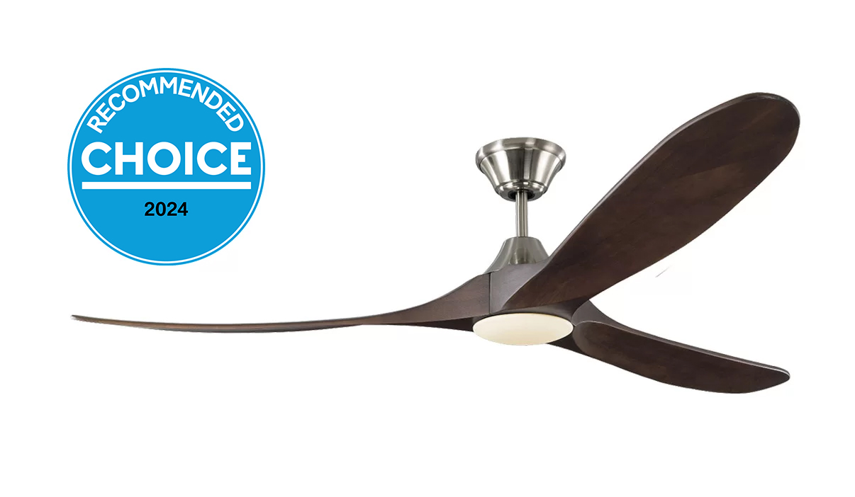 Milano SLIDER NOVA Full Moon Brushed Steel With Walnut (Solid Timber) Blade Fan – LED Light